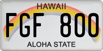HI license plate FGF800