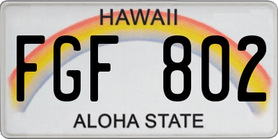 HI license plate FGF802