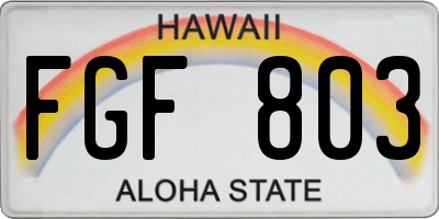 HI license plate FGF803