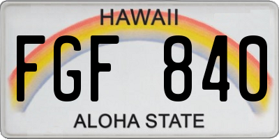 HI license plate FGF840