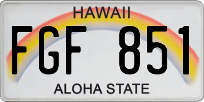 HI license plate FGF851
