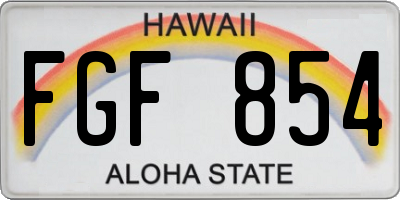 HI license plate FGF854
