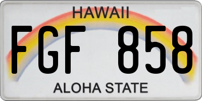 HI license plate FGF858