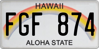 HI license plate FGF874