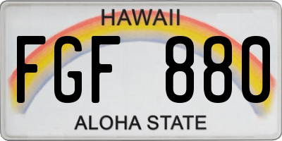 HI license plate FGF880