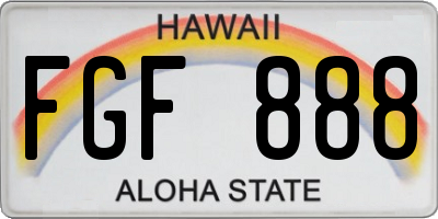 HI license plate FGF888