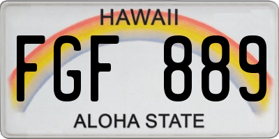 HI license plate FGF889