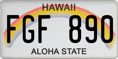 HI license plate FGF890