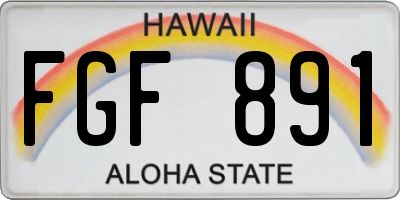 HI license plate FGF891