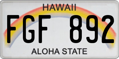 HI license plate FGF892