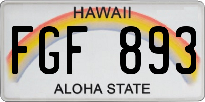 HI license plate FGF893