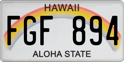 HI license plate FGF894