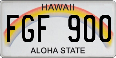 HI license plate FGF900