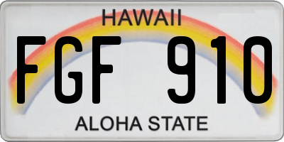 HI license plate FGF910