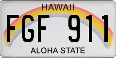 HI license plate FGF911