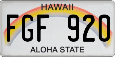 HI license plate FGF920