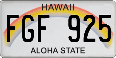 HI license plate FGF925