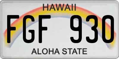 HI license plate FGF930