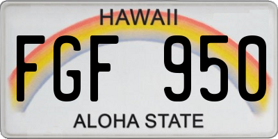 HI license plate FGF950