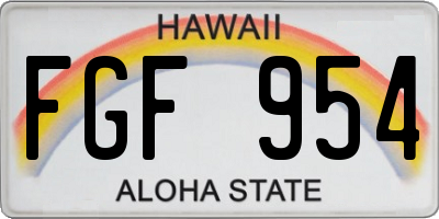 HI license plate FGF954