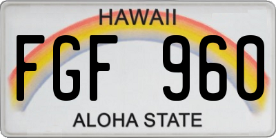HI license plate FGF960