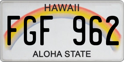 HI license plate FGF962