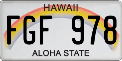HI license plate FGF978