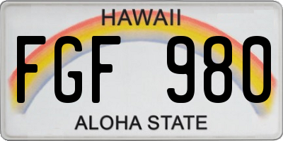 HI license plate FGF980