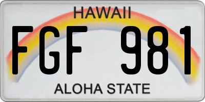 HI license plate FGF981