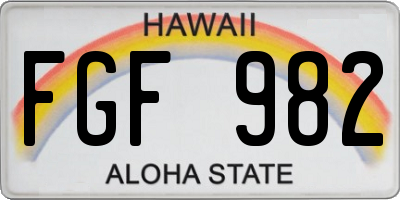 HI license plate FGF982