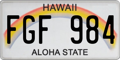 HI license plate FGF984