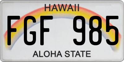 HI license plate FGF985