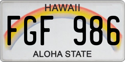 HI license plate FGF986