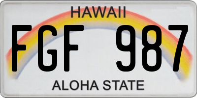 HI license plate FGF987