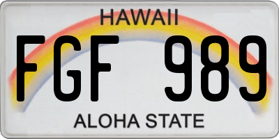 HI license plate FGF989