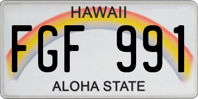 HI license plate FGF991