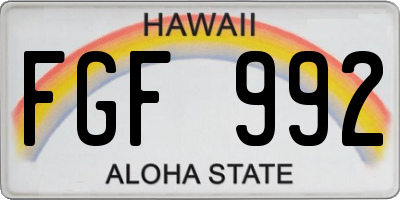 HI license plate FGF992