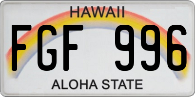 HI license plate FGF996
