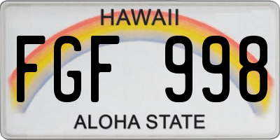 HI license plate FGF998