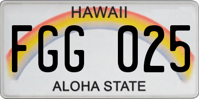 HI license plate FGG025