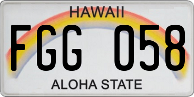 HI license plate FGG058