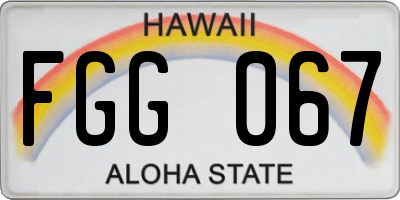 HI license plate FGG067