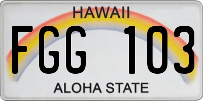 HI license plate FGG103