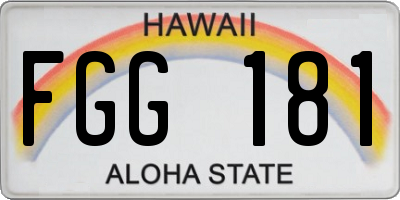 HI license plate FGG181