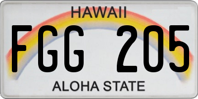 HI license plate FGG205