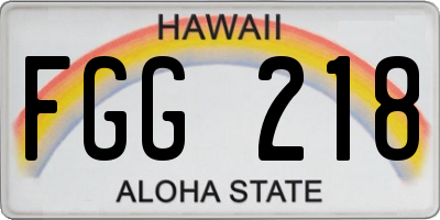 HI license plate FGG218