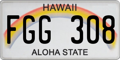HI license plate FGG308