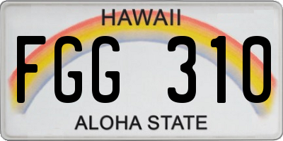 HI license plate FGG310