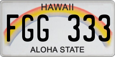 HI license plate FGG333