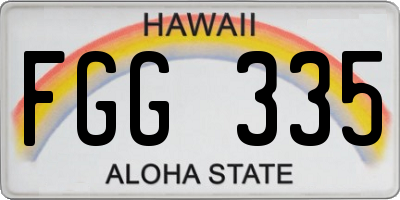HI license plate FGG335
